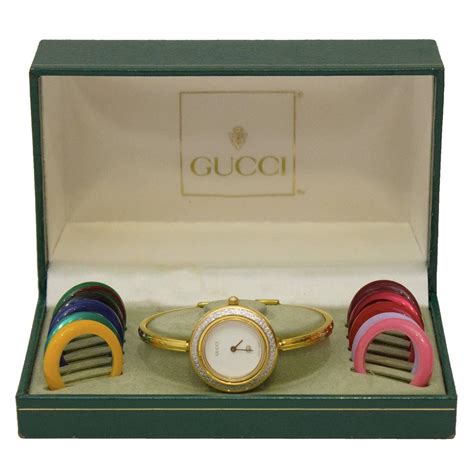 gucci watches with interchangeable bezels|Gucci vintage watch changeable bezel.